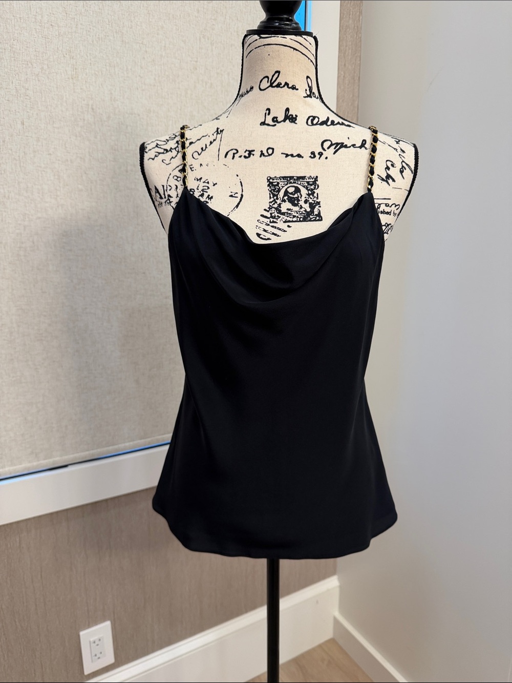 Lilly Pulitzer Black Cowl Neck Camisole with Gold Chain Straps